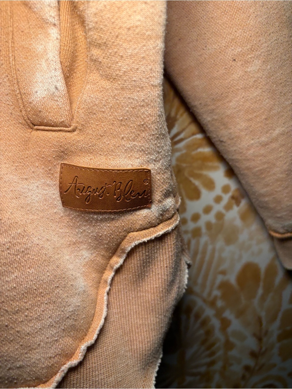 August Bleu Peach Mineral Wash Quarter Zip High Low Sweatshirt Boho - Picture 8 of 15